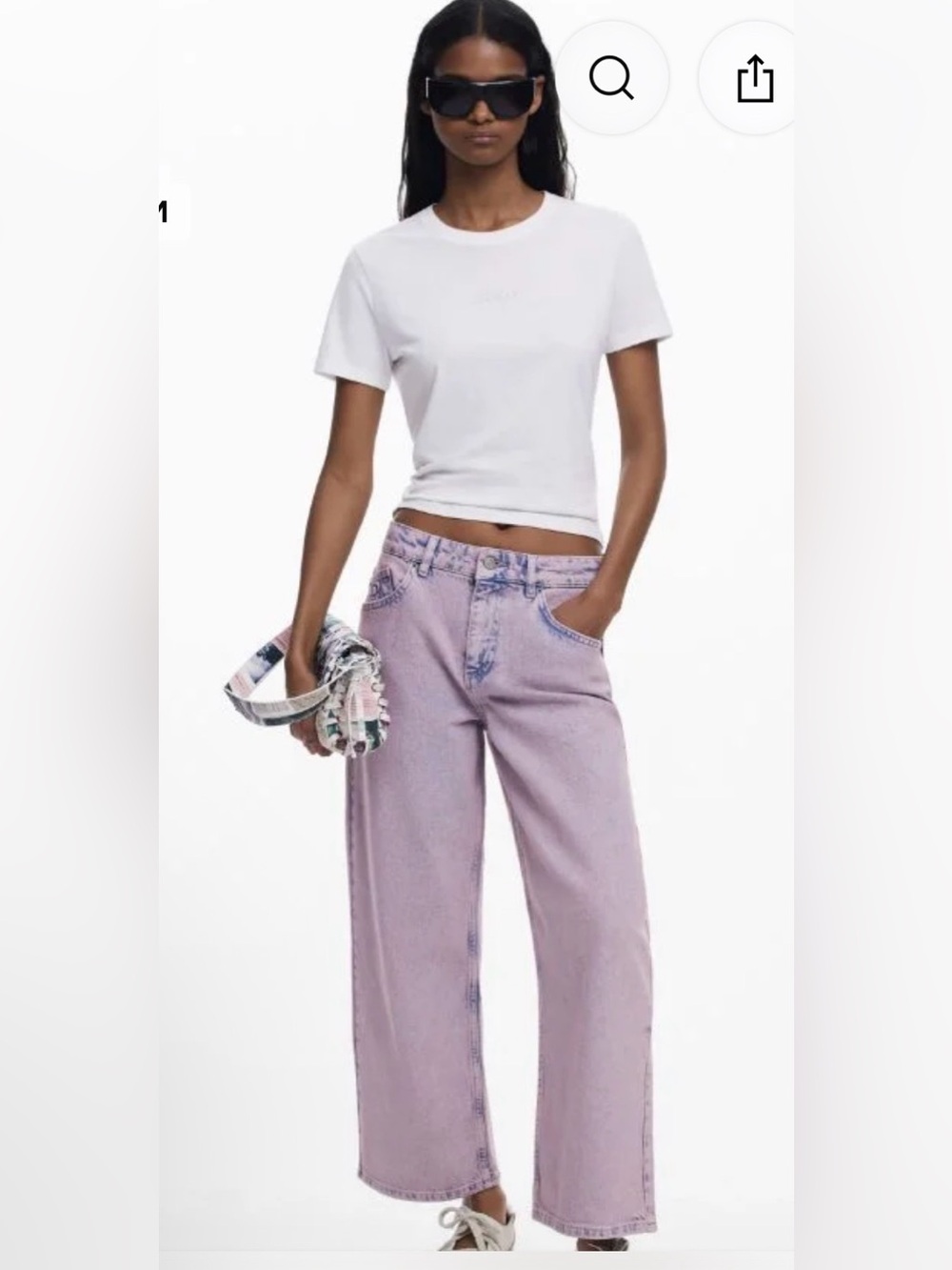 Desigual Wide Leg Culotte Denim Pants 25WWDDX8 Pastel